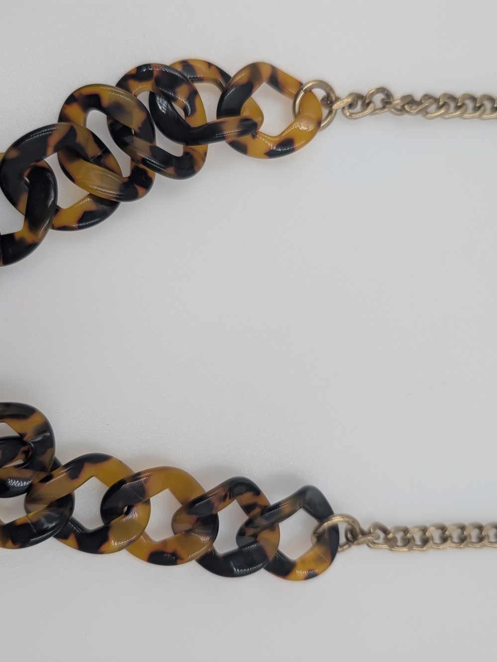 Signed J. Crew Chunky Tortoise Shell Curb Link Chain Collar Necklace 0620 - Picture 3 of 5